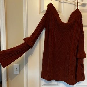 Pinkblush Maternity Off-the-shoulder Red Brown Sweater